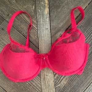 B. Tempted red lace bra, size 34 DD